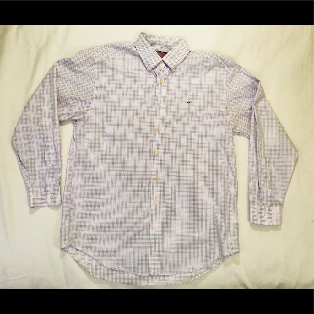 Vineyard Vines M Shirt Blue Checked Mens Whale